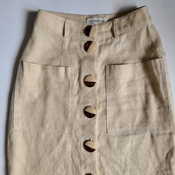 NICHOLAS 100% linen midi skirt - Picture 2 of 12